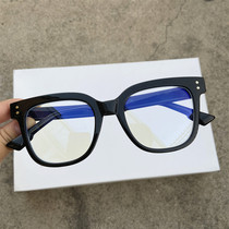 Net red increase widened ultra-light square frame glasses frame women with myopia anti-blue black frame flat light male round face big face