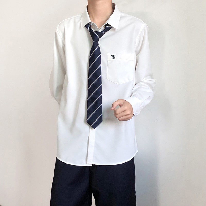 Uncle Kimura Dk Men's Original Embroidered Autumn Shirt, Men's Long-Sleeved Japanese-Style Uniform, Traditional College Style Student Shirt