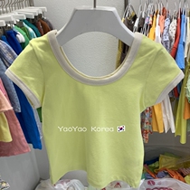 Girls T-shirt Korean version Childrens clothes 22 Summer new foreign air Han series fashion womens baby pure color 100 lap brief about short sleeves