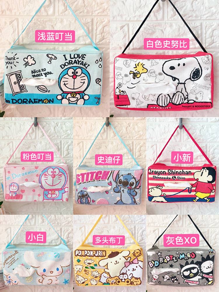 Japanese Snoopy corner biological canvas tissue cover XO cool penguin hanging removable toilet paper cover cloth car portable