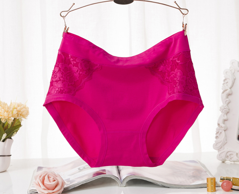 Năm sinh nữ đồ lót nữ lớn màu đỏ cotton kích thước lớn eo cao cộng với phân bón để tăng thêm đồ lót phụ nữ MM béo lớn bộ đồ lót nữ de thương