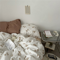 Seven-child adventure notes |ins day-style pure cotton cartoon Little Bear Four-piece set of four sets of dormitory Three sets