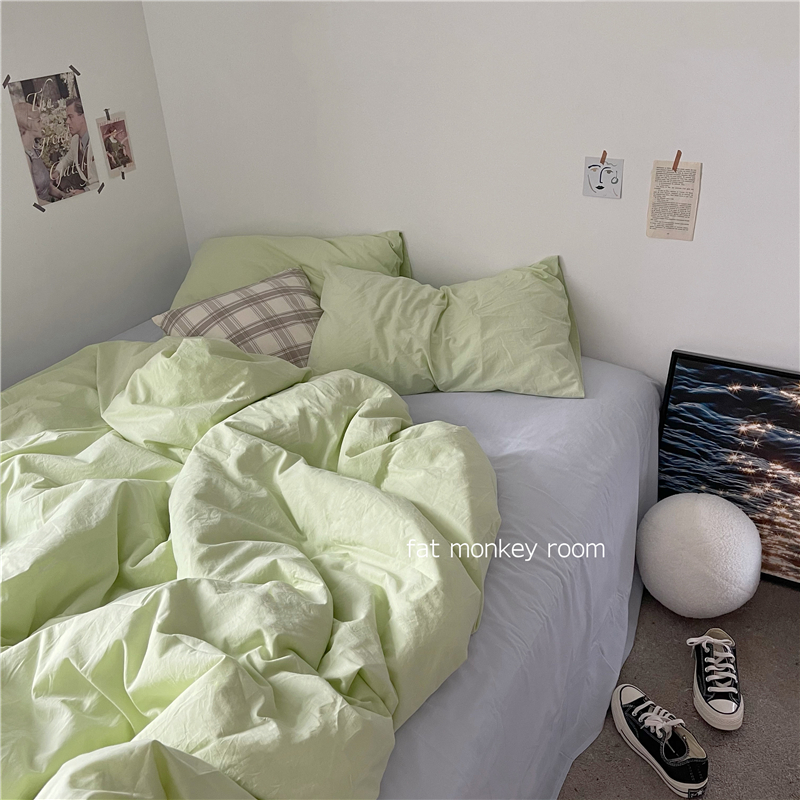 coco Sweet Melon Green｜In Japanese style mixed cotton wash cotton beds four piece dormitory sets