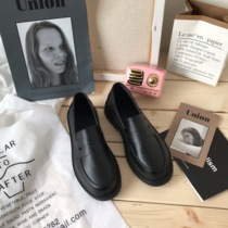 Small sun home Korean version of ins leather shoes womens shoes 2021 new versatile British style one pedal ulzzang casual shoes