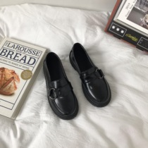 Small sun home Korea ulzzang2021 new Harajuku black jk small leather shoes students Lefu shoes women Autumn