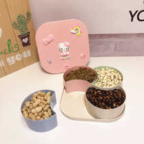 Square candy box creative European cartoon fruit box living room cute household fruit plate dried fruit plate with large cover