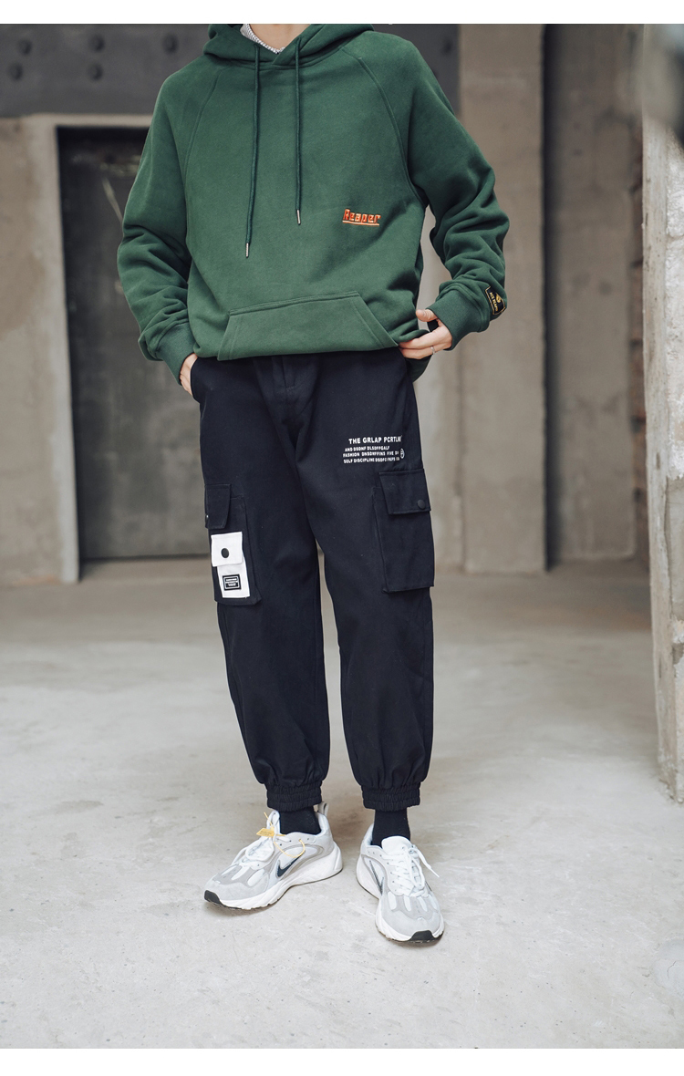 2018 in chữ mới overalls xu hướng quần nam Hàn Quốc mùa thu đông baggy nam
