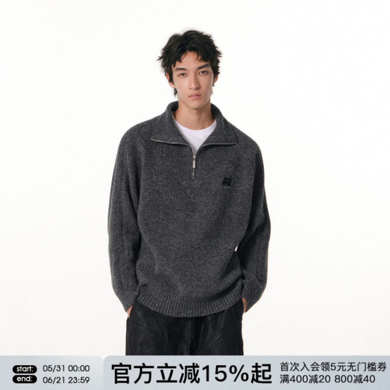 Fornines Contains Sheep Wool, Stand-Up Collar Half-Zip Knitwear for Men and Women, Autumn and Winter Couple Loose High-Neck Casual Knitwear Fornines Contains Sheep Wool, Stand-Up Collar Half-Zip Knitwear for Men and Women, Autumn and Winter Couple Loose High-Neck Casual Knitwear