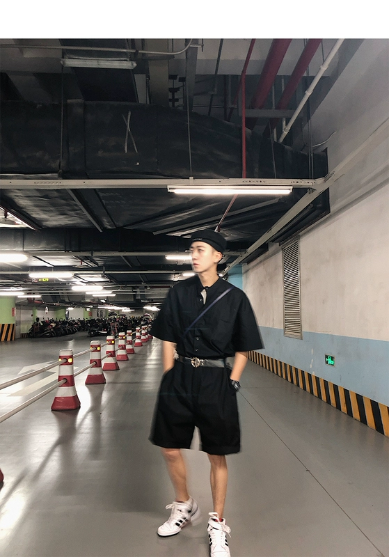 Bốn mươi chín ngày mùa hè Nhật Bản thường lỏng ngắn tay jumpsuit nam quần short xu hướng vài jumpsuit quần áo sơ mi nam