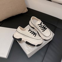 Daddy shoes womens ins tide all-match muffin thick-soled inner heightening womens shoes explosive style genuine leather white casual sports shoes