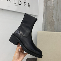 2021 autumn new ANN classic bag legs in the heels thick heel Martin boots British style round toe leather short boots ankle boots women