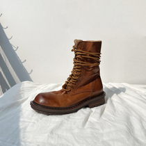 Great to wear British style retro Martin boots womens 2022 new autumn and winter flat leather ankle boots pleated knight boots