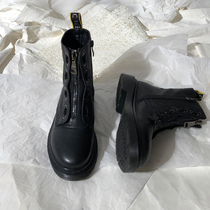 Ouyang Nana the same motorcycle boots net red leather wild zipper boots show thin trend British Martin boots