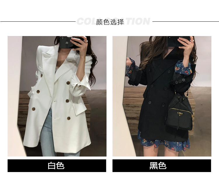 Phiên bản Hàn Quốc của bộ đồ nhỏ màu đen giản dị 2018 mới của phụ nữ retro mùa xuân và mùa thu chic áo khoác đôi ngắn áo vest nữ dáng dài