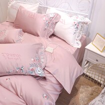 Net red exquisite embroidery European retro style 60 long velvet cotton four-piece set pure cotton embroidery quilt cover bed