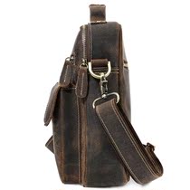 New Crazy Horse leather vintage mens bag Leather handbag Business casual oblique cross-baotou layer cowhide shoulder bag for men