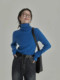 Blue ins style pile high collar knitted top for women in autumn and winter, simple bottoming shirt, lazy sweater inner wear