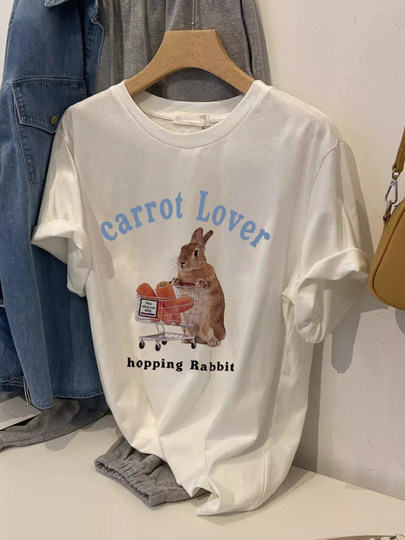 Hong Kong style age-reducing retro cartoon printed T-shirt women's tops 2025 summer personalized niche short-sleeved bottoming shirt