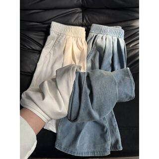 Casual Style Denim Yamamoto Pants for Women, Spring/Summer 2025 New Straight-Leg Casual Drape High-Waisted Long Pants, Tencel Wide-Leg Pants