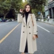 Áo khoác len màu xanh khói nữ dài phần phiên bản Hàn Quốc 2018 mới Sen mùa thu và mùa đông dày áo len phổ biến