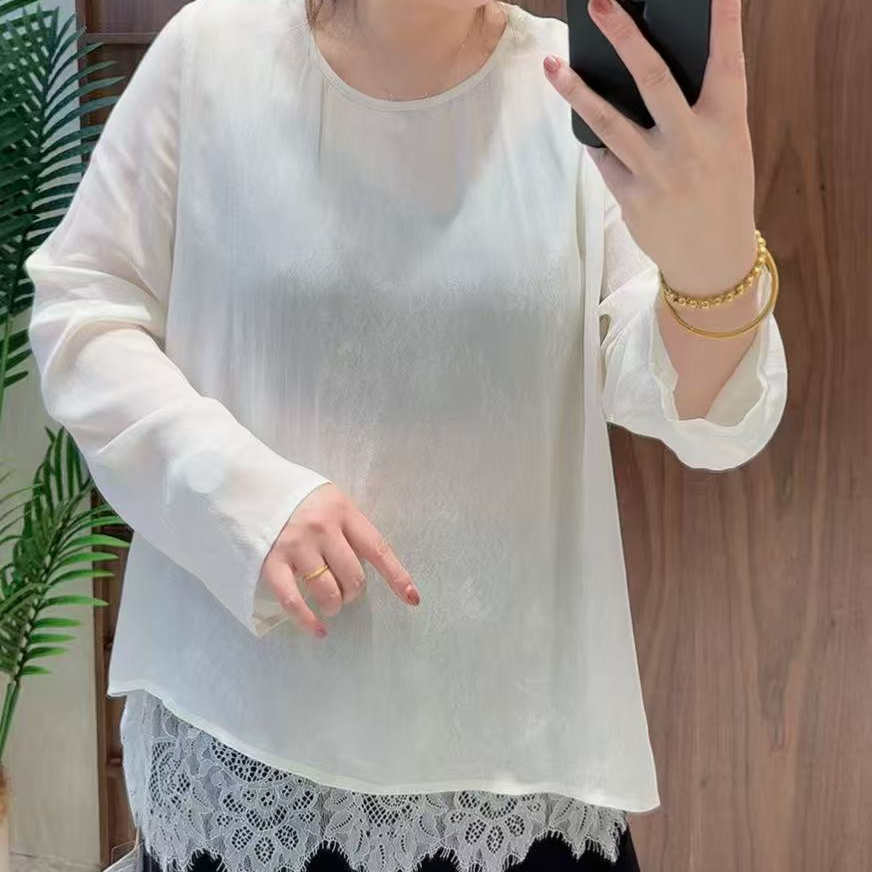 1007 KY изысканная кружевная шифоновая рубашка большого размера с длинными рукавами и солнцезащитным кремом для кондиционирования воздуха