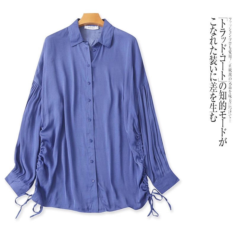 Foreign Trade European and American Style Women's Shirt New Style Turn-Down Collar Long-Sleeve Fashion Trendy Loose Lazy Style Printed Shirt