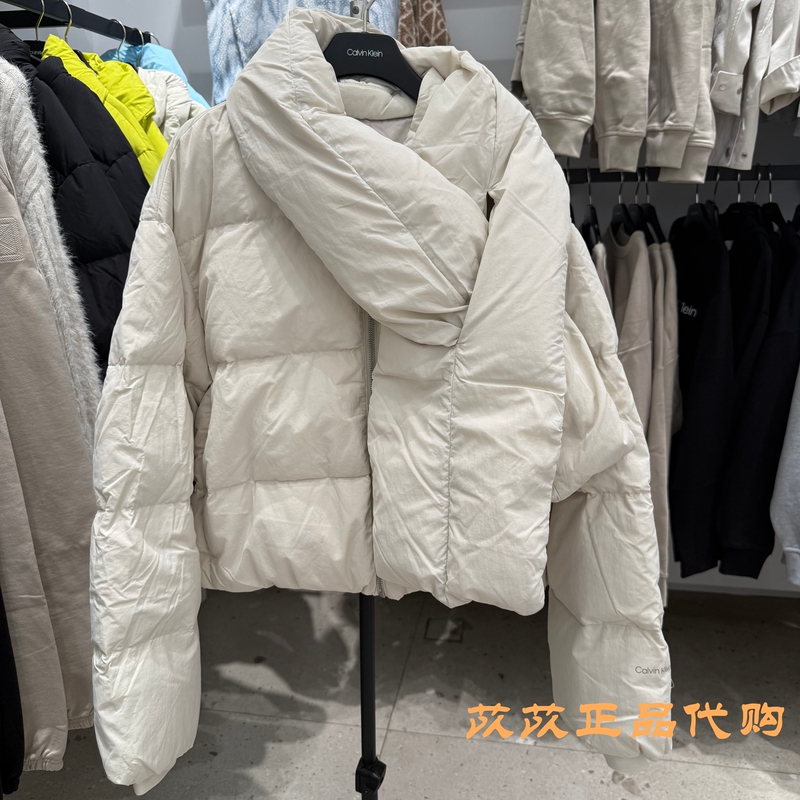 Ck Jeans 25 Autumn and Winter New Style Women's Detachable Scarf Collar Duck down Jacket 44D518G