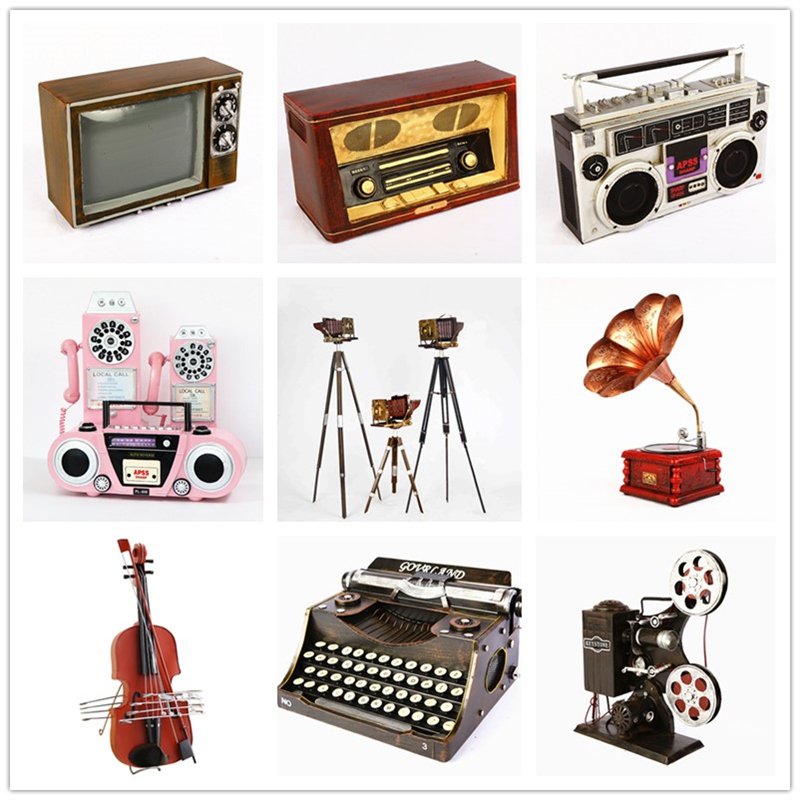 Retro Vintage Nostalgic Model Gramophone Radio Telephone Camera Ornaments Shooting Props Window Decoration