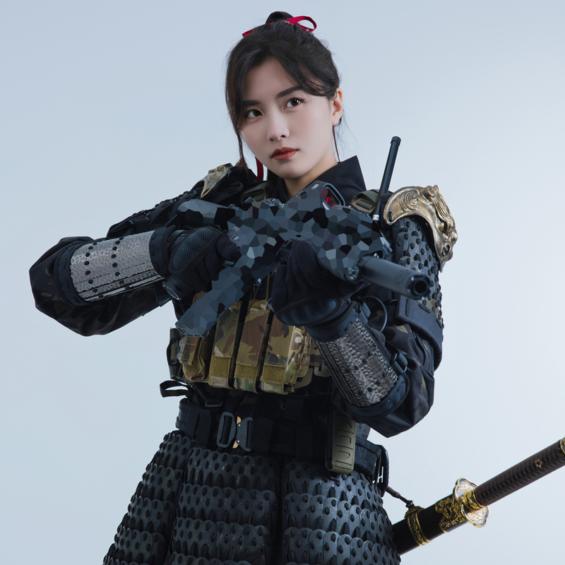 [Trn] Bac Black and Gray Industrial Tactical Armor Hammer Pattern Forged Arm Guards Wrist Guards Strip Armor Chinese Style
