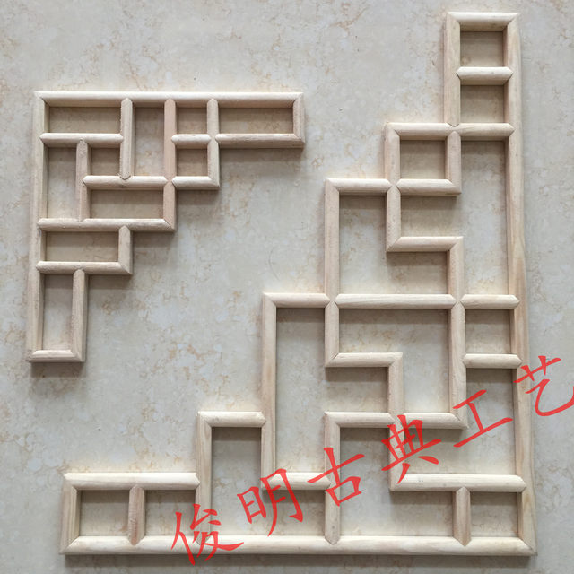 Pine Elm Chinese Corner Flower Solid Wood Pattern Dongyang