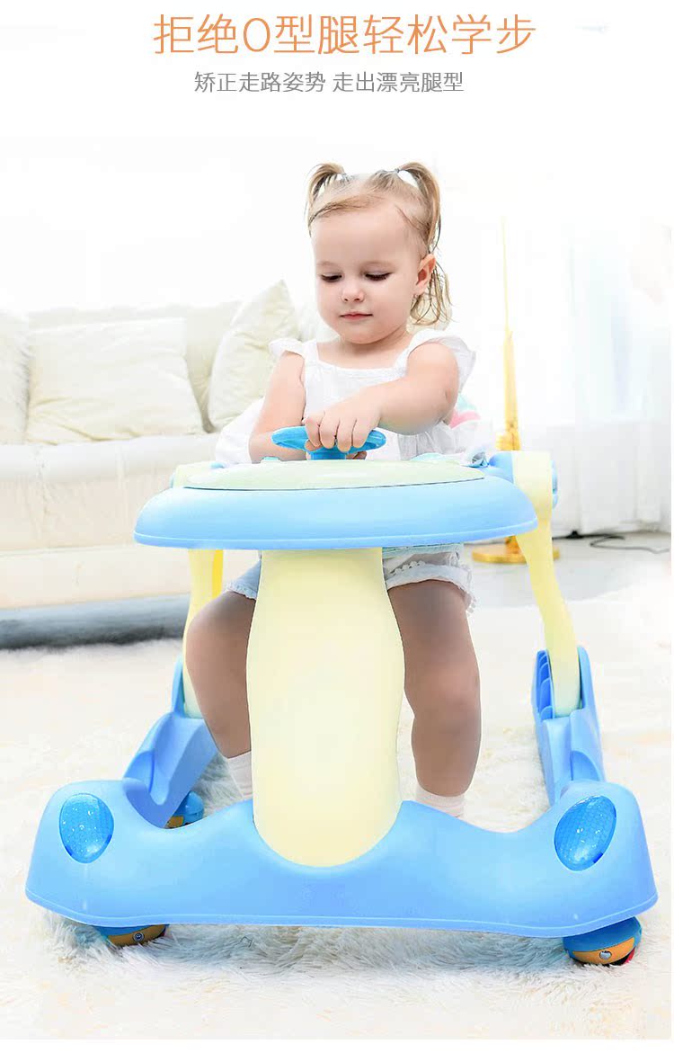 Baby Walker Đa chức năng Rollover Nam Baby 6 7-18 tháng Cô gái trẻ đẩy trẻ có thể gấp xe đẩy trẻ con