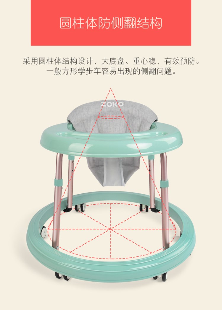 Baby Walker 6 / 7-18 tháng Nam Baby Girl Chống rollover Đẩy có thể ngồi Đa chức năng Có thể gập lại xe tập đi con gà