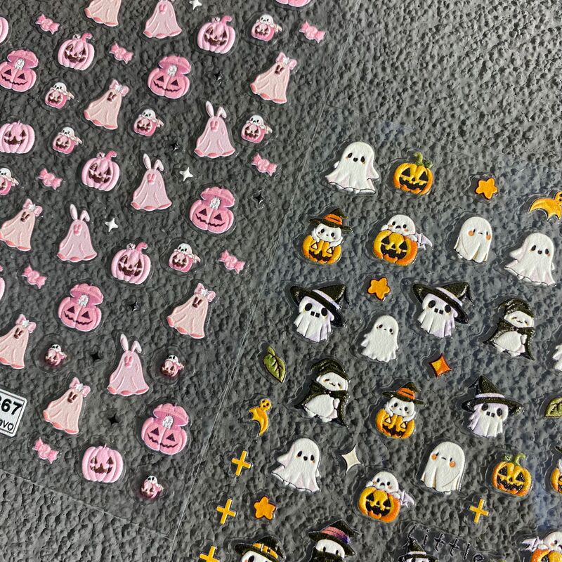 Halloween Pumpkin Skull Little Ghost Embossed Nail Art Stickers Graffiti Trick-Or-Treat Witch Planner DIY Nail Decoration Halloween Pumpkin Skull Little Ghost Embossed Nail Art Stickers Graffiti Trick-Or-Treat Witch Planner DIY Nail Decoration