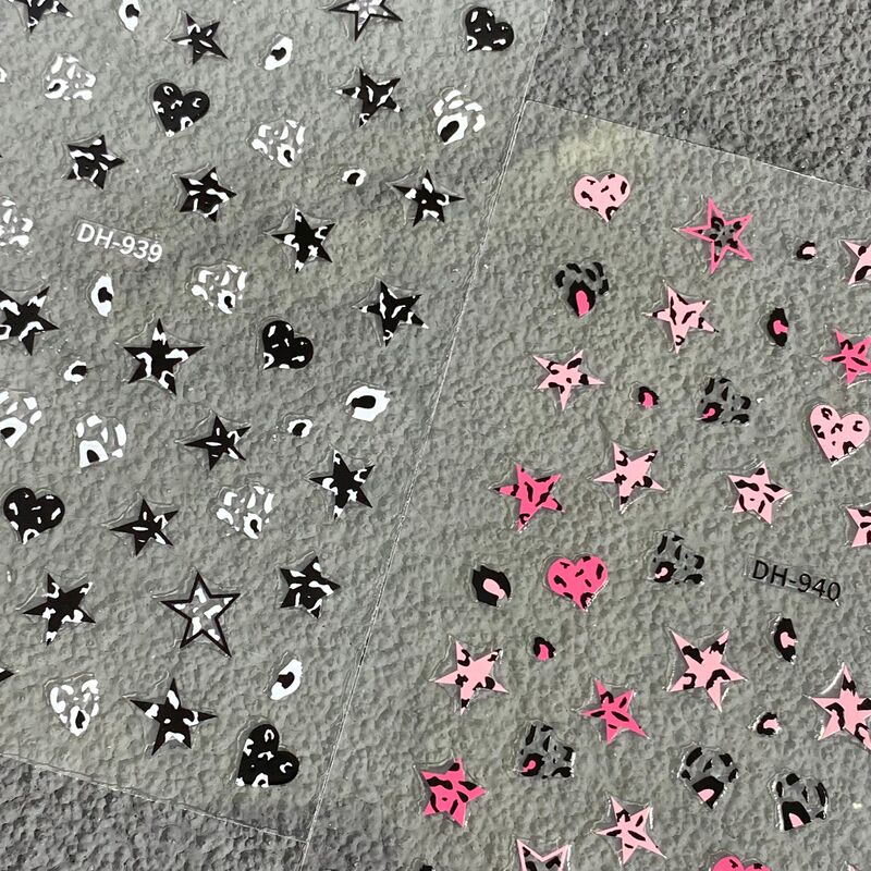 New Sweet and Cool Leopard Print Star Heart Nail Stickers Irregular Pentagram Waterproof Adhesive Nail Stickers