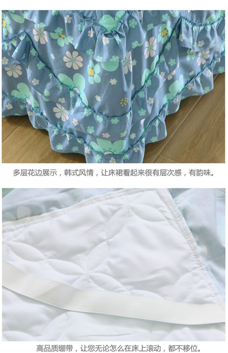 Khăn trải giường bằng vải bông phủ giường đơn mảnh cotton dày chống bụi trải giường ga giường viền họa tiết