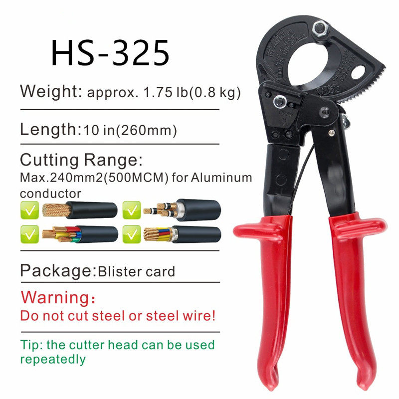 Copper Aluminum Cable Cutter Ultra Effortless Cable Cutter Front Line Range 240 Square HS-325 Hengshuo Tool