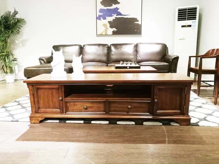 All solid wood TV cabinet combination living room simple and beautiful high-end furniture American floor cabinet 1 77 meters large TV cabinet