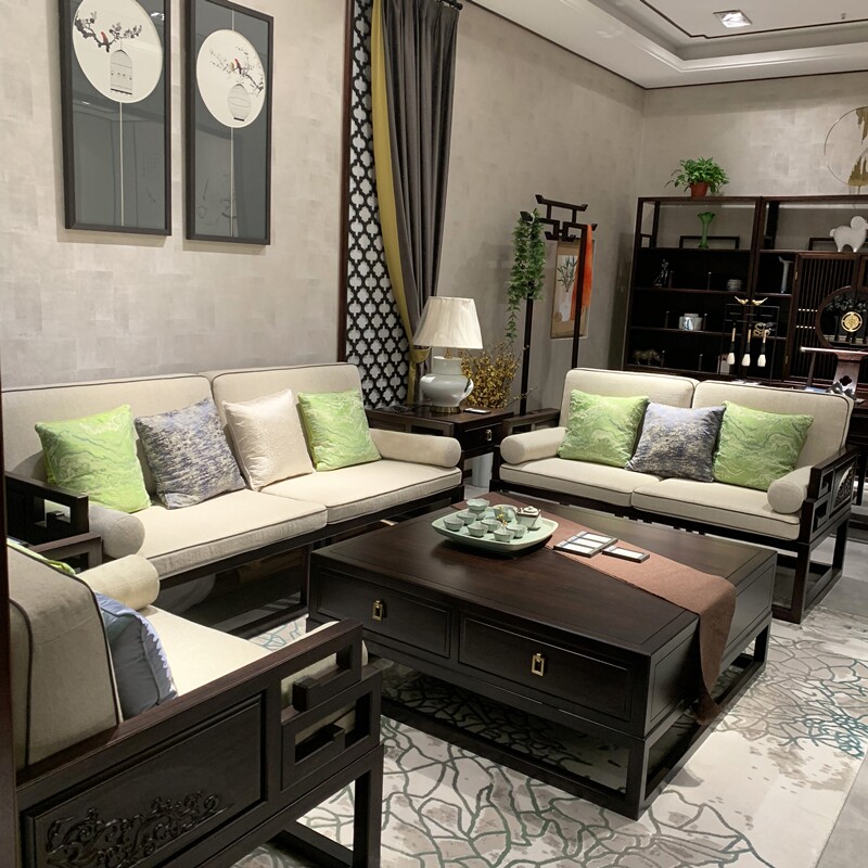 (Color Card) Sofa Cushion Bay Window Cushion Tatami Chinese Solid Wood Cushion Royal Concubine Armrest Sofa Cover Linen Customized