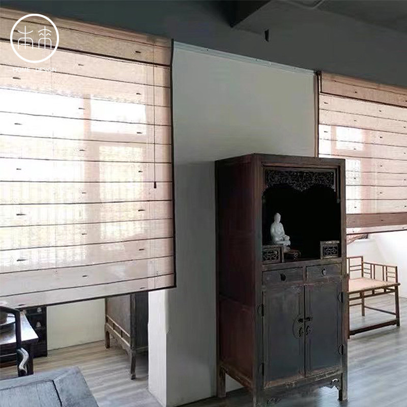 Ramie Curtain Lifting Curtain Roman Curtain Linen Folding Curtain Tea Room New Chinese B&B Zen Curtain Partition Sunshade