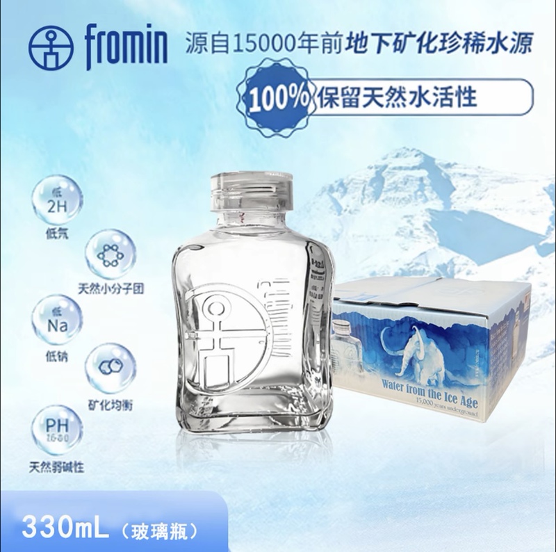 Czech Imported Fromin Glacier Natural Water Classy Drinking Water Glass Small Square Bottle Gift Box