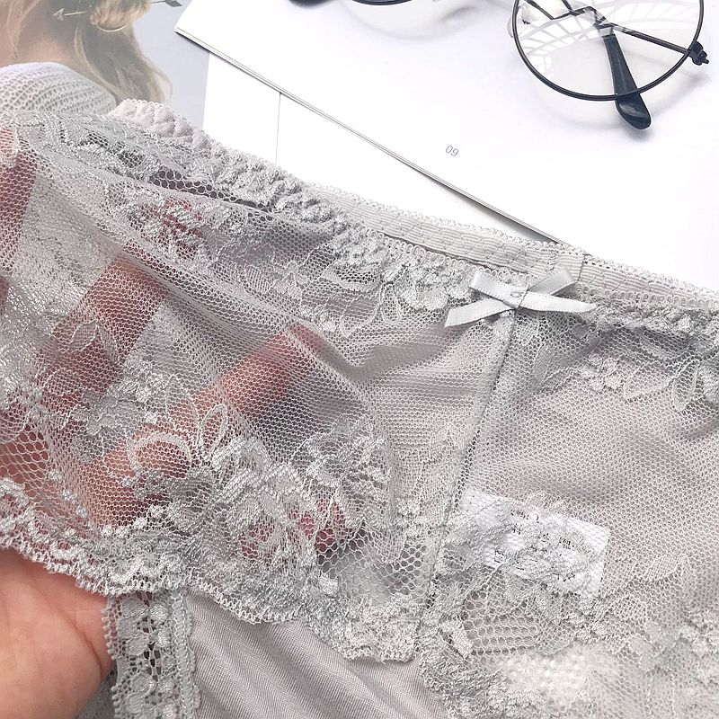 Quần lót ren nữ chất béo mm + 200 rỗng siêu mỏng thoáng khí eo cao trong suốt tóm tắt nóng liền mạch quan lot sieu mong