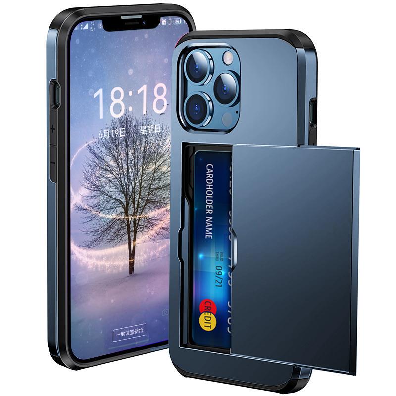Suitable Card Holder iPhone 12 Phone Case with Card Slot 14 Apple 13 Wallet 13Pro Anti-Drop 14Plus Matte XS Male X Female Se2 Business 14Promax Protective Case Se3 Creative 15 Card Holder Xr