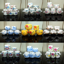 Red shellfish embroidered eye willow warbler Yellow bird food jar Insect jar Water jar Porcelain jar Bird food cup Bird bowl jar Bamboo cage jar