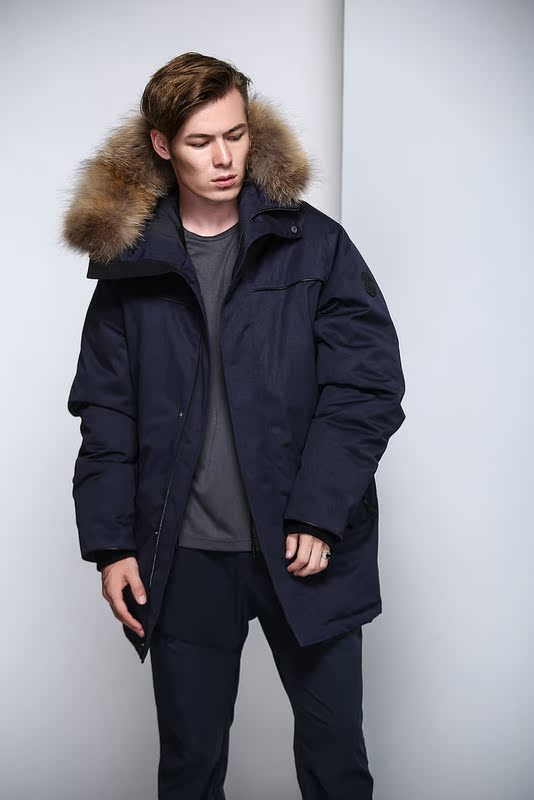 Outdoor Rock Antelope Men's Business down Coat Parka 750 Fill Power 90% Duck down Windproof Waterproof Real Fur Collar