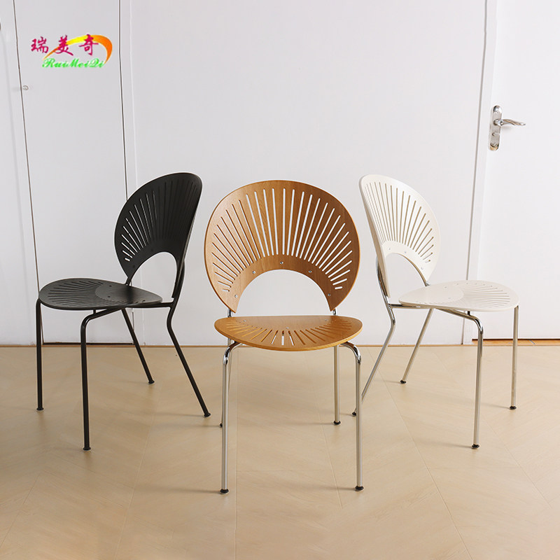 Light and luxurious minimalist shell chair Sun Chair Retro Ins Home Dining Chair Designer Creative Café Hotel Chair