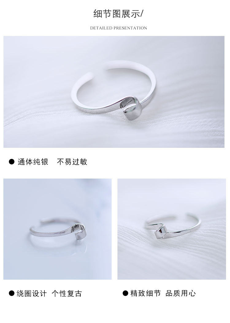 Đối với ban đêm, thiết kế đường cong vòng nhẫn 925 sterling bạc cá tính nữ tính cách Hàn Quốc ngón trỏ đơn giản hoang dã nhẫn sang trọng nhẫn cặp pnj