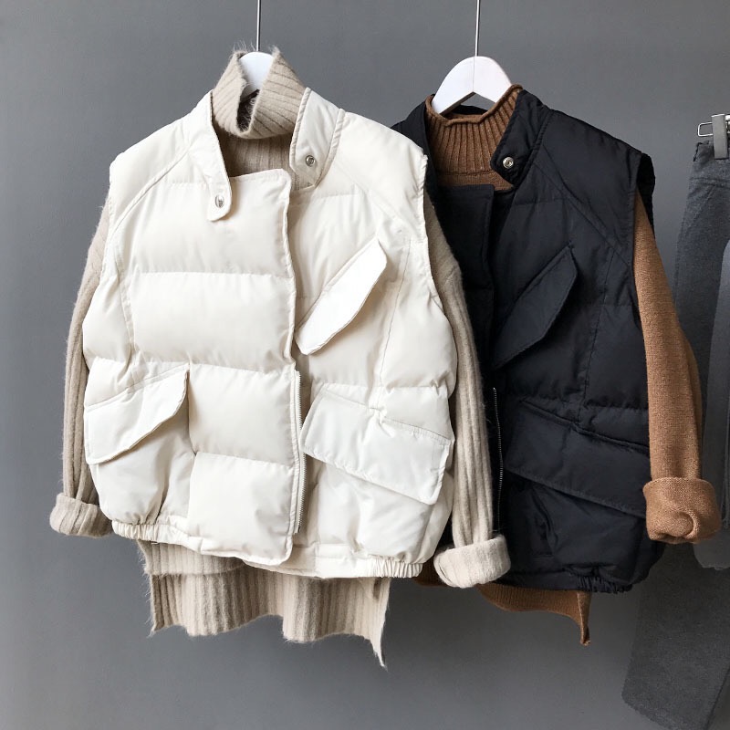 Đưa ra phản hồi. Retro đơn giản màu sắc vest nữ ngắn phần sinh viên Hàn Quốc mùa đông mới vest hoang dã vest lỏng thời trang trung niên nữ cao cấp 