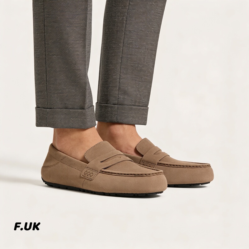 Ugg Luxury Men's Spring and Autumn Goatskin Flat Loafers Casual Versatile Slip-On Moccasins 1166762