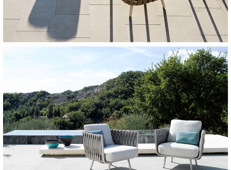 Bắc âu wrought sắt sofa mây ghế bàn cà phê ba hoặc năm bộ giải trí đồ gỗ ngoài trời vườn hiện đại nhỏ gọn mây bàn ghế