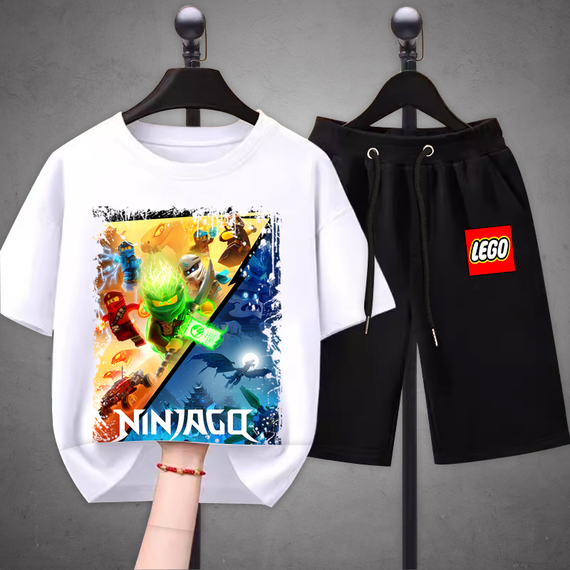 Ninjago Peripheral Student Short-Sleeved T-Shirt Summer Cartoon Breathable Loose Top Kidsren and Teenagers Half-Sleeved Shirt